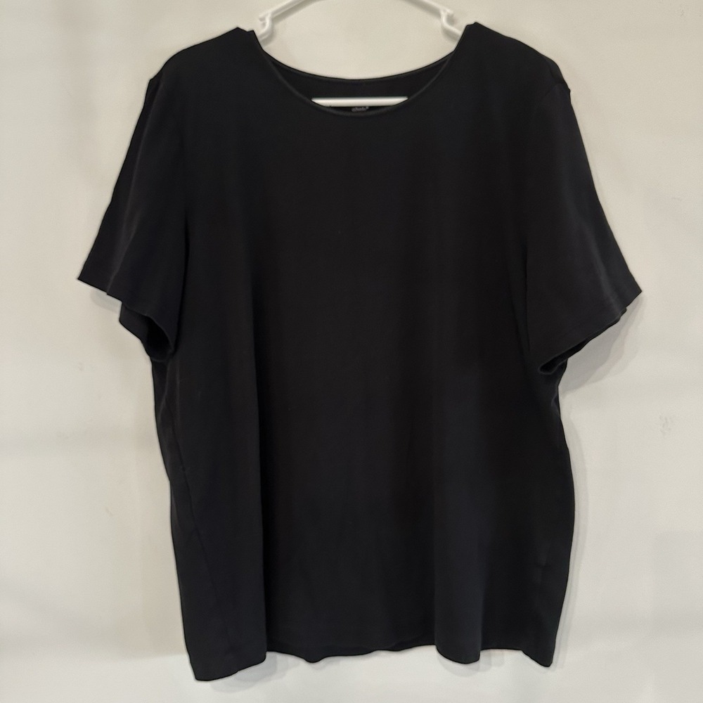 CJ Banks Layer-Your-Look T-shirt Size 1X 100% Cotton Black Short Sleeve Basic